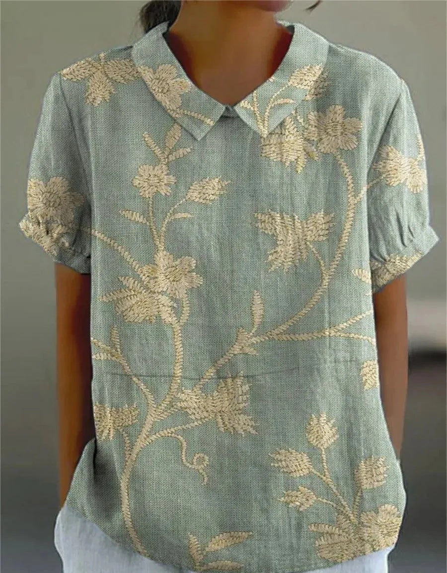 Damen Vintage Blumenmuster Bluse | Lässig - Image 1